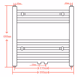 Straight Steel Towel Rail Central Heating Bathroom Radiator Black 480 x 480 mm - Additional view 8