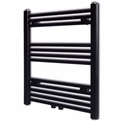 Straight Steel Towel Rail Central Heating Bathroom Radiator Black 600 x 764 mm