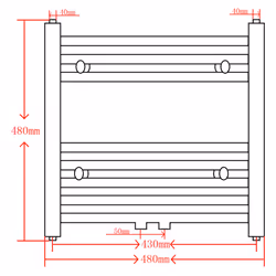 Curved Steel Towel Rail Central Heating Bathroom Radiator Black 480 x 480 mm - Additional view 8