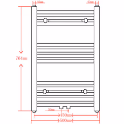 Curved Steel Towel Rail Central Heating Bathroom Radiator Black 500 x 764 mm