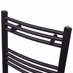 Curved Steel Towel Rail Central Heating Bathroom Radiator Black 500 x 1160 mm - Additional view 2