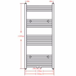 Curved Steel Towel Rail Central Heating Bathroom Radiator Black 500 x 1160 mm - Additional view 3