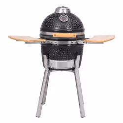 VidaXL 41721 outdoor barbecue/grill Kamado barbecue/grill Kettle Charcoal + Firewood Black, Stainless steel, Wood