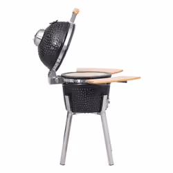 VidaXL 41721 outdoor barbecue/grill Kamado barbecue/grill Kettle Charcoal + Firewood Black, Stainless steel, Wood - Additional view 4