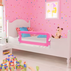 vidaXL Toddler Safety Bed Rail 102x42cm Pink Baby Kids Protective Guard Gate