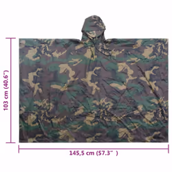 vidaXL Waterproof Army Rain Poncho for Camping/Hiking Navy Blue/Camouflage - camouflage