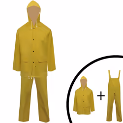 2 Waterproof Rain Suit Raincoat Hood Groundsheet PVC Fabric Multi Size/Colour - yellow, xxl