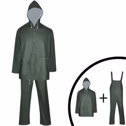 2 Waterproof Rain Suit Raincoat Hood Groundsheet PVC Fabric Multi Size/Colour - green, l