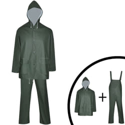 2 Waterproof Rain Suit Raincoat Hood Groundsheet PVC Fabric Multi Size/Colour - green, l