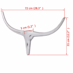 vidaXL Wall Mounted Aluminium Bull's Head Decoration Silver 72cm Decoration - Additional view 4
