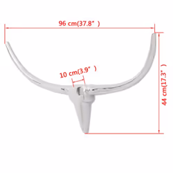 vidaXL Wall Mounted Aluminium Bull's Head Decoration Silver 96 cm Decor Statue - Additional view 4