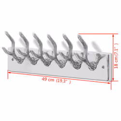 vidaXL Wardrobe Hook Aluminium Silver Coat Rack Hat Tie Wall Hanger Holder - Additional view 4