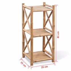 vidaXL 3-Tier Square Bamboo Shelf Bookcase Standing Shelf Plant Stand Rack - Additional view 4