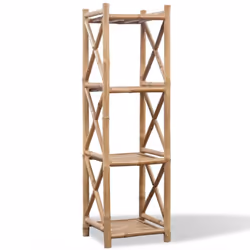 vidaXL 4-Tier Square Bamboo Shelf Bookcase Standing Shelf Plant Stand Rack