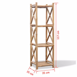 vidaXL 4-Tier Square Bamboo Shelf Bookcase Standing Shelf Plant Stand Rack - Additional view 4