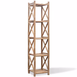 vidaXL 5-Tier Square Bamboo Shelf Bookcase Standing Shelf Plant Stand Rack