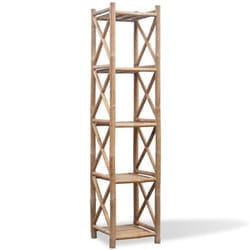 vidaXL 5-Tier Square Bamboo Shelf Bookcase Standing Shelf Plant Stand Rack