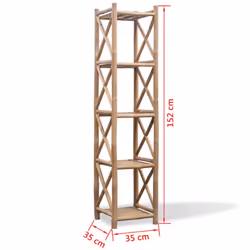 vidaXL 5-Tier Square Bamboo Shelf Bookcase Standing Shelf Plant Stand Rack - Additional view 4