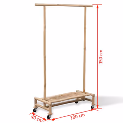 vidaXL Bamboo Clothes Rack Coat Rack Coat Stand Garment Rack Clothes Rack - Additional view 5