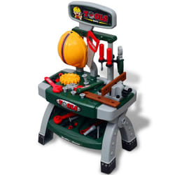 vidaXL Kids Children Playroom Toy Workbench with Tools Green and Grey Pretend