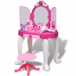 vidaXL 3-Mirror Kids Playroom Standing Toy Vanity Table with Light/Sound Desk