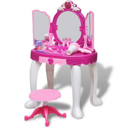 vidaXL 3-Mirror Kids Playroom Standing Toy Vanity Table with Light/Sound Desk