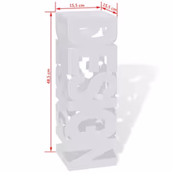 vidaXL Umbrella Stand Storage Holder Walking Stick Steel 48.5 cm White Square - Additional view 4