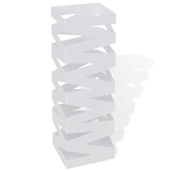 vidaXL Umbrella Stand Steel 48.5cm White Square Storage Holder Walking Stick