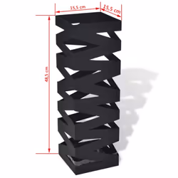 vidaXL Umbrella Stand Storage Holder Walking Stick Steel 48.5 cm Black Square - Additional view 2