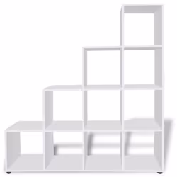 vidaXL Staircase Bookcase/Display Shelf 142cm White Storage Box Unit Cubes
