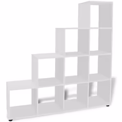 vidaXL Staircase Bookcase/Display Shelf 142cm White Storage Box Unit Cubes
