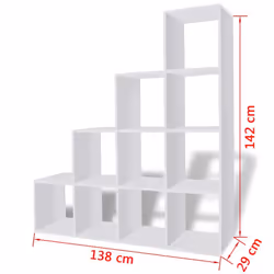 vidaXL Staircase Bookcase/Display Shelf 142cm White Storage Box Unit Cubes - Additional view 6