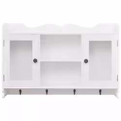 White MDF Wall Cabinet Display Shelf Book/DVD/Glass Storage Coat Bag Cap Key - Additional view 2