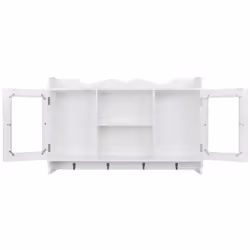 White MDF Wall Cabinet Display Shelf Book/DVD/Glass Storage Coat Bag Cap Key - Additional view 3