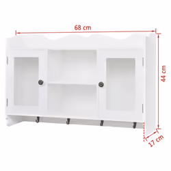 White MDF Wall Cabinet Display Shelf Book/DVD/Glass Storage Coat Bag Cap Key - Additional view 7