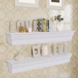 vidaXL 2x Wall Shelves Aaliyah White Display Decor Ornament CD Storage Unit