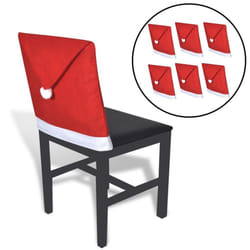 vidaXL 6x Santa Claus Hat Chair Back Covers Dinner Party Seat Decor Gift Xmas