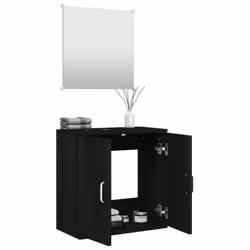 vidaXL 2 Piece Bathroom Furniture Set Black Engineered Wood - black - Additional view 2