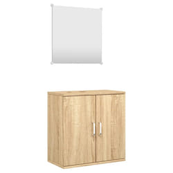 vidaXL 2 Piece Bathroom Furniture Set Black Engineered Wood - oak