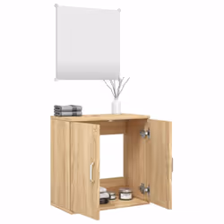 vidaXL 2 Piece Bathroom Furniture Set Black Engineered Wood - oak