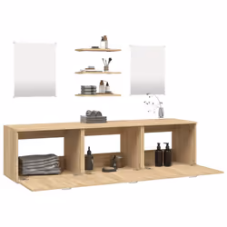 vidaXL 6 Piece Bathroom Furniture Set Black Engineered Wood - oak - Additional view 2
