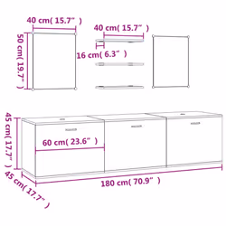 vidaXL 6 Piece Bathroom Furniture Set Black Engineered Wood - oak - Additional view 3