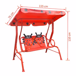 vidaXL Kids Swing Seat Red Garden Outdoor Children Hammock Chair with Canopy - Additional view 5