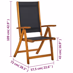 VidaXL 41747 outdoor chair Terrace Padded seat Polyester, Polyvinyl chloride (PVC) Black - Additional view 6