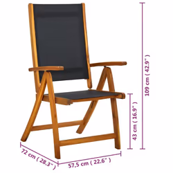 vidaXL 7 Piece Solid Acacia Wood Outdoor Dining Set Garden Folding Chair Table - Additional view 10