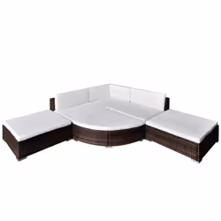 vidaXL Garden Lounge Set 6 Piece with Cushions Poly Rattan Brown Patio Sofa