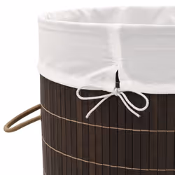 vidaXL Bamboo Laundry Bin Round Dark Brown Washing Clothes Storage Hamper
