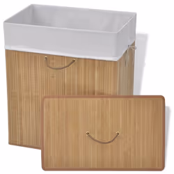 vidaXL Bamboo Laundry Bin Rectangular Natural Washing Clothes Storage Hamper