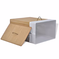 vidaXL Bamboo Laundry Bin Rectangular Natural Washing Clothes Storage Hamper - Additional view 4
