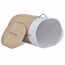 Laundry Hamper Basket Bamboo Washing Clothes Bin Storage 3 Shapes Natural/Brown - light brown - Additional view 2